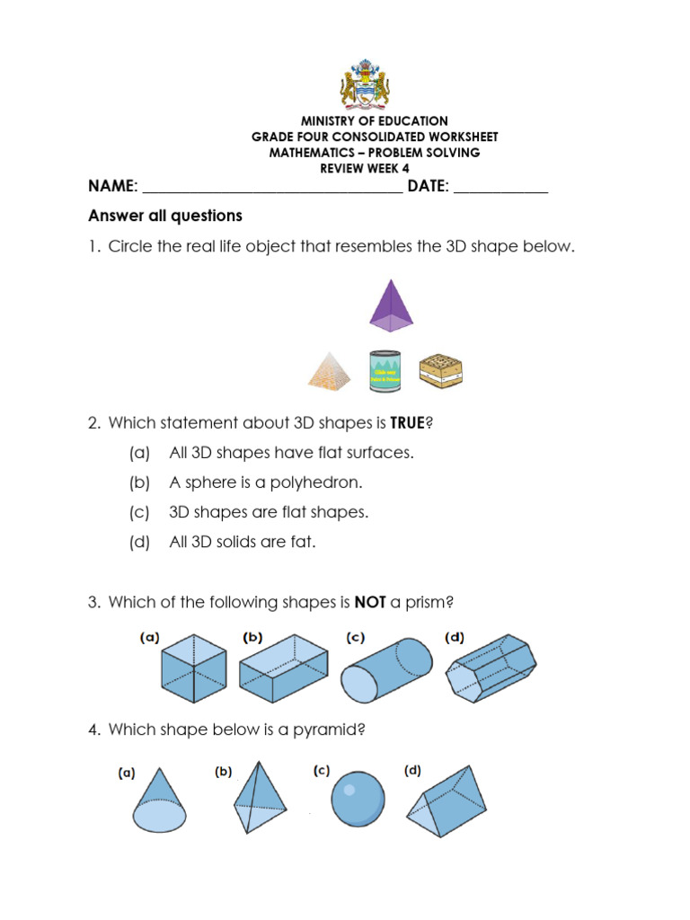 Grade 4 Mathematics - Problem Solving Week 4 - 2022 - Consolidated ...