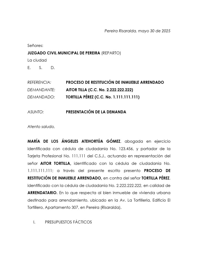 Restitución de Inmueble Arrendado | PDF | Demanda judicial | Ley común
