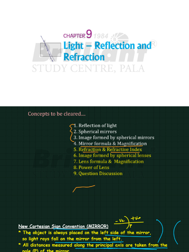 Light - Reflection & Refraction - Part 3-4 (Lecture Slide) | PDF