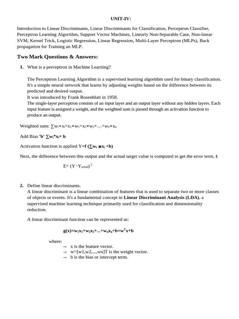 ML Unit 4 | PDF