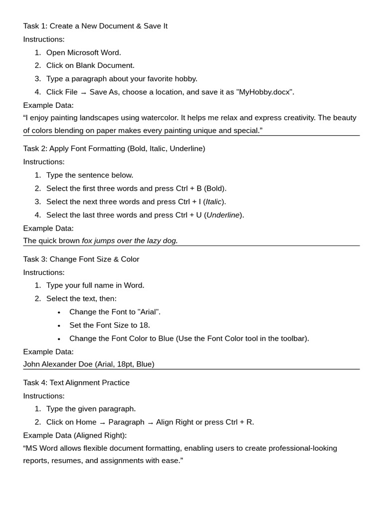 Word Practice Exercise | PDF | Microsoft Word | Hyperlink