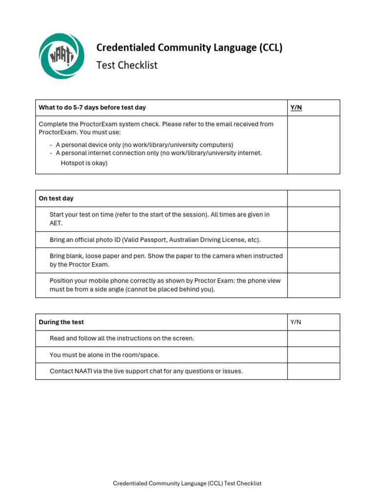 CCL Test Checklist | PDF | Computing