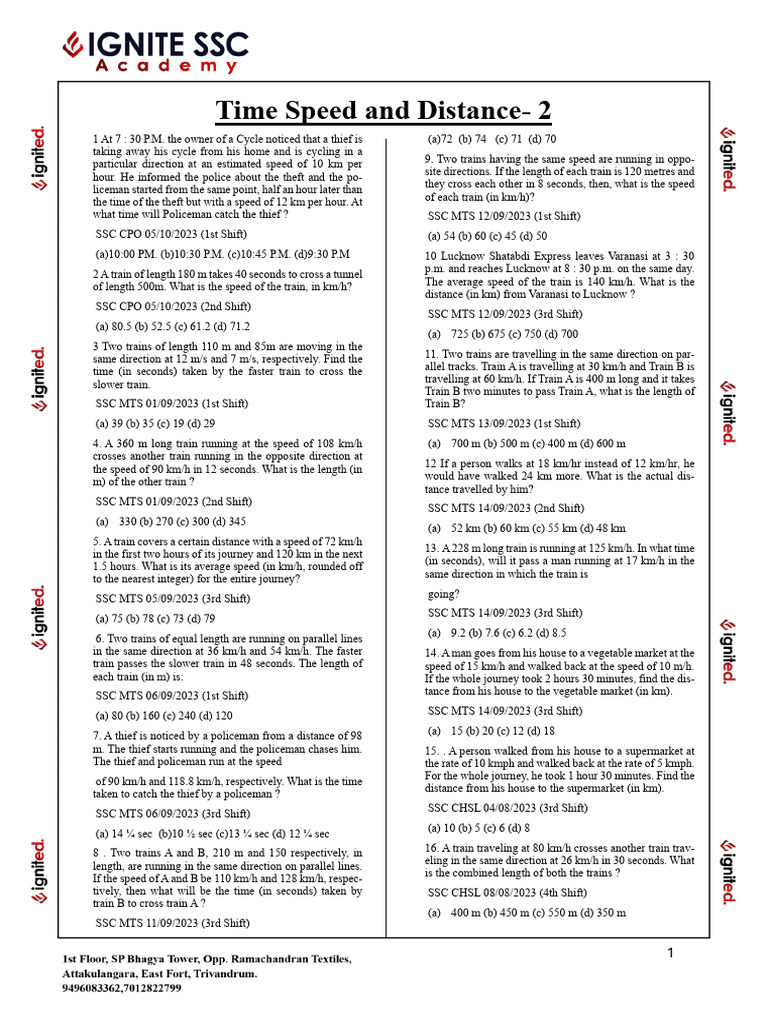 Time Speed and Distance 2 | PDF | Speed | Velocity