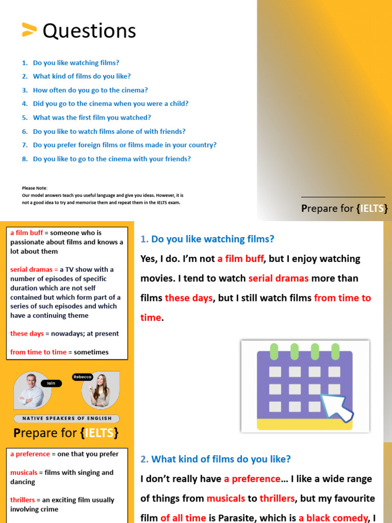 IELTS Speaking Part 1 - Films | PDF