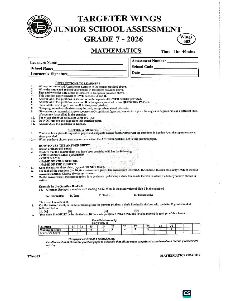 Grade 7 Combined Set-3 | PDF