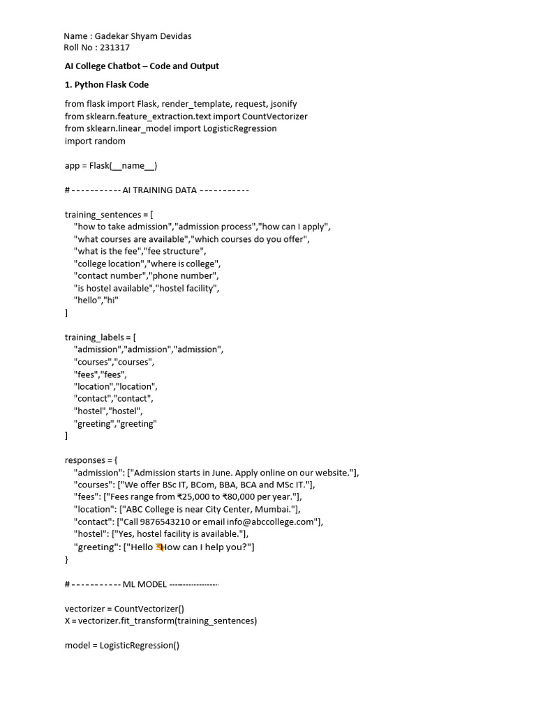 AI College Chatbot | PDF | Artificial Intelligence | Intelligence (AI ...