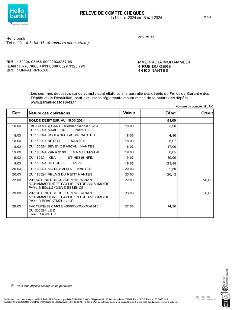 Share Releves de Comptes Cheques | PDF | Paiements | Banques