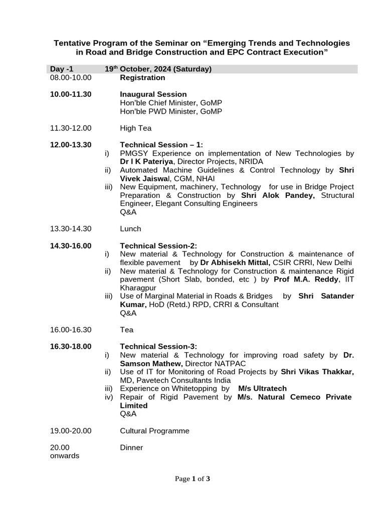 Tentative Programme MP Seminar | PDF | Academic Institutions | Career ...
