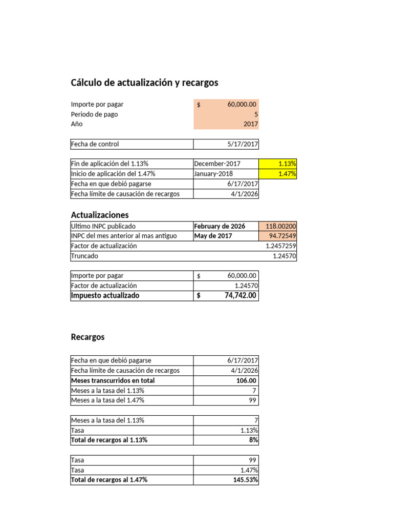 Ejemplo de Actualizaciones y Recargos | PDF