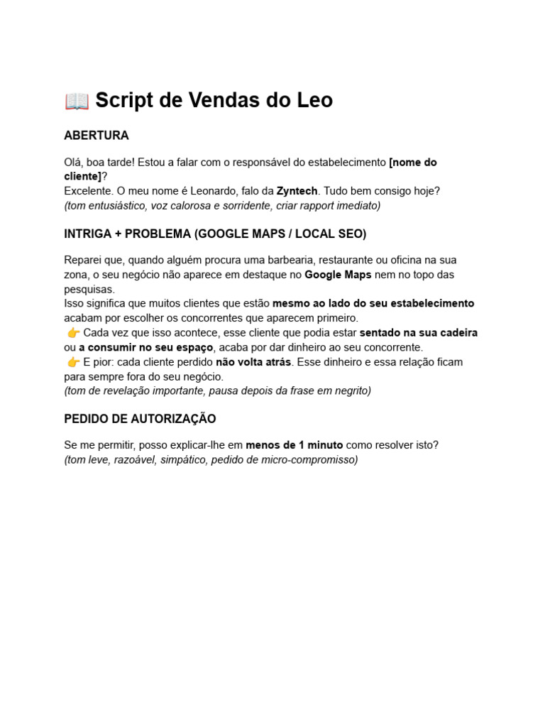 Script de Vendas Do Leo | PDF
