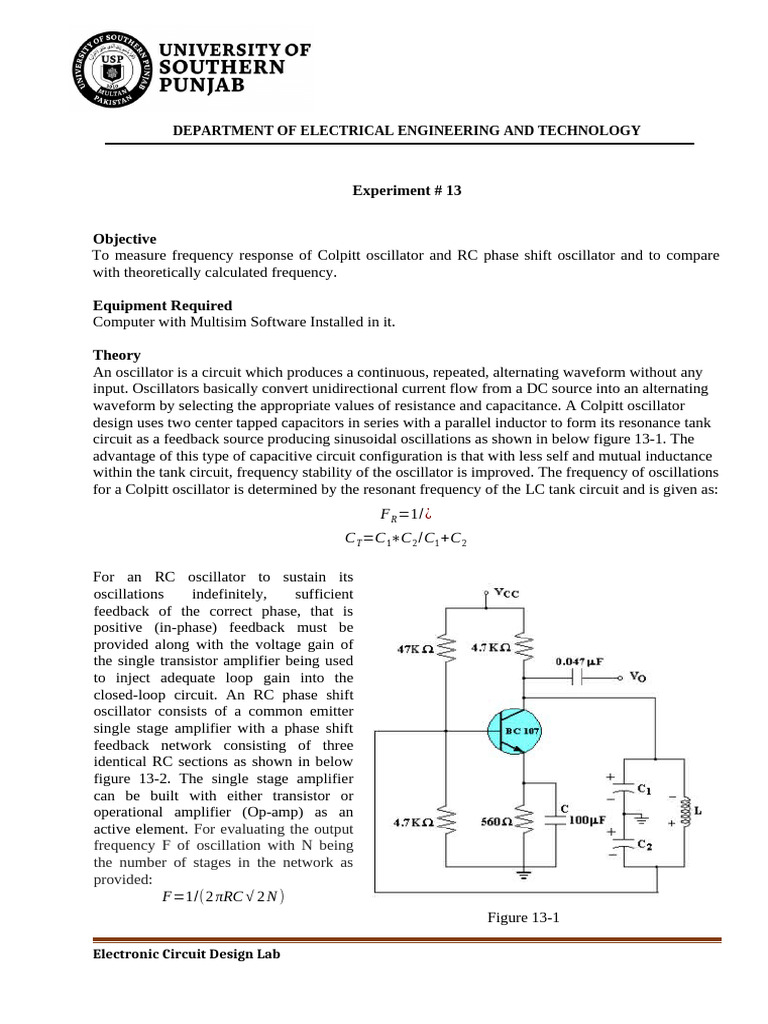 Lab 13 | PDF | Electronic Oscillator | Electrical Network