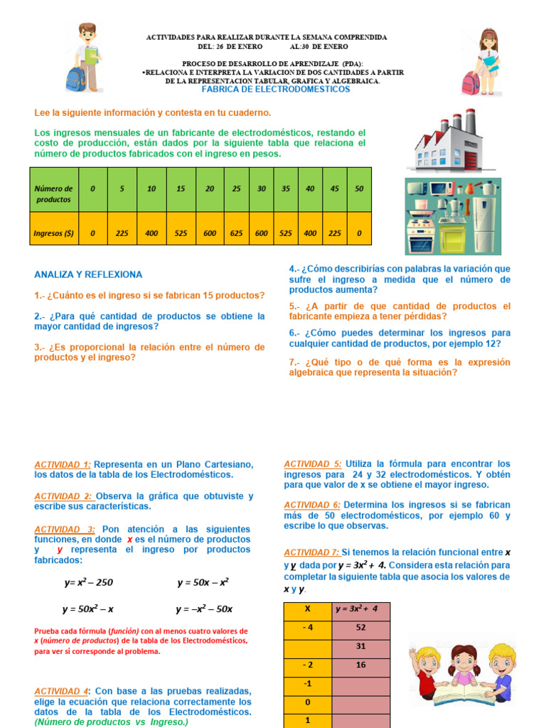 Actividades Del 26 D Enero Al 30 de Enero | PDF | Ecuaciones | Matemáticas
