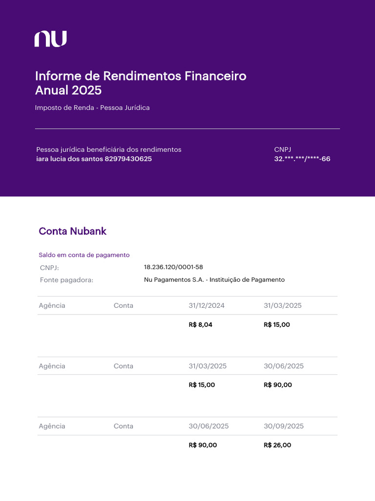 Informe de Rendimentos 2025 Q4 | PDF | Impostos | Renda