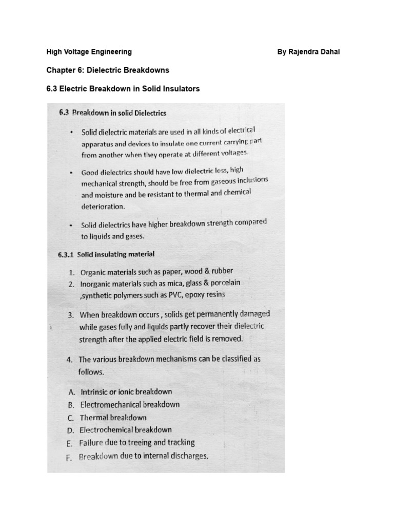 Unit 6 Dielectric Breakdowns in Solid | PDF