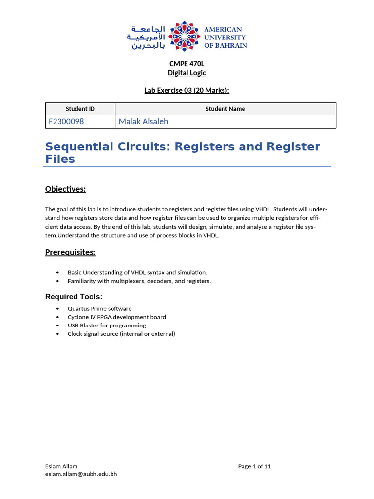 Experiment 3 | PDF | Vhdl | Computer Data