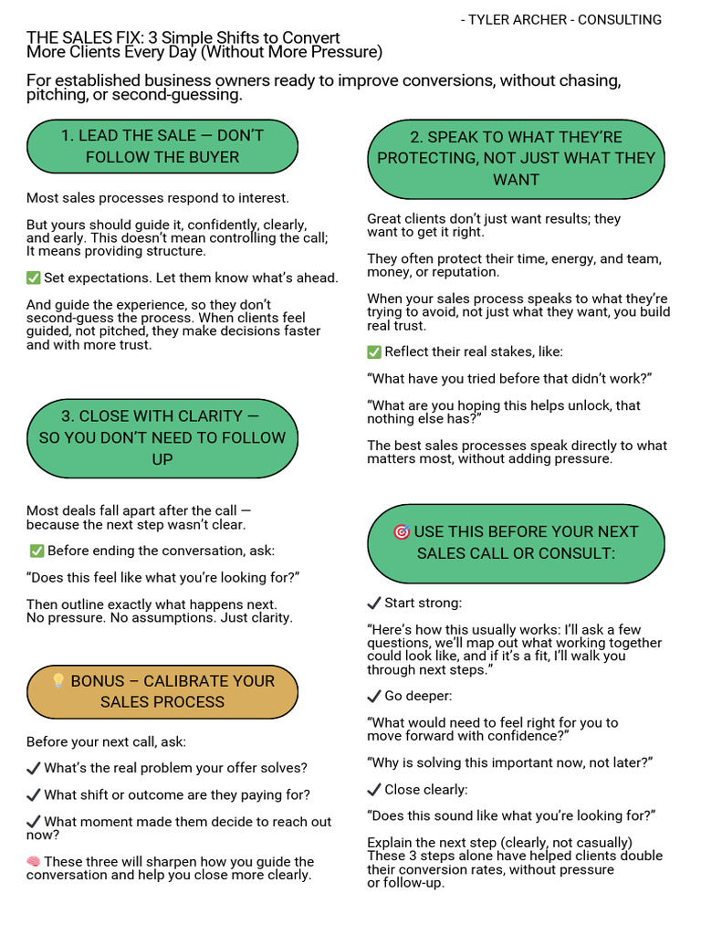 Sales Fix Cheatsheet | PDF