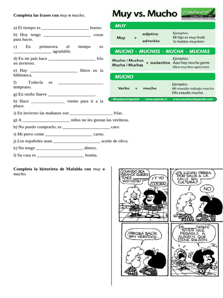 Ejercicios Muy y Mucho | PDF