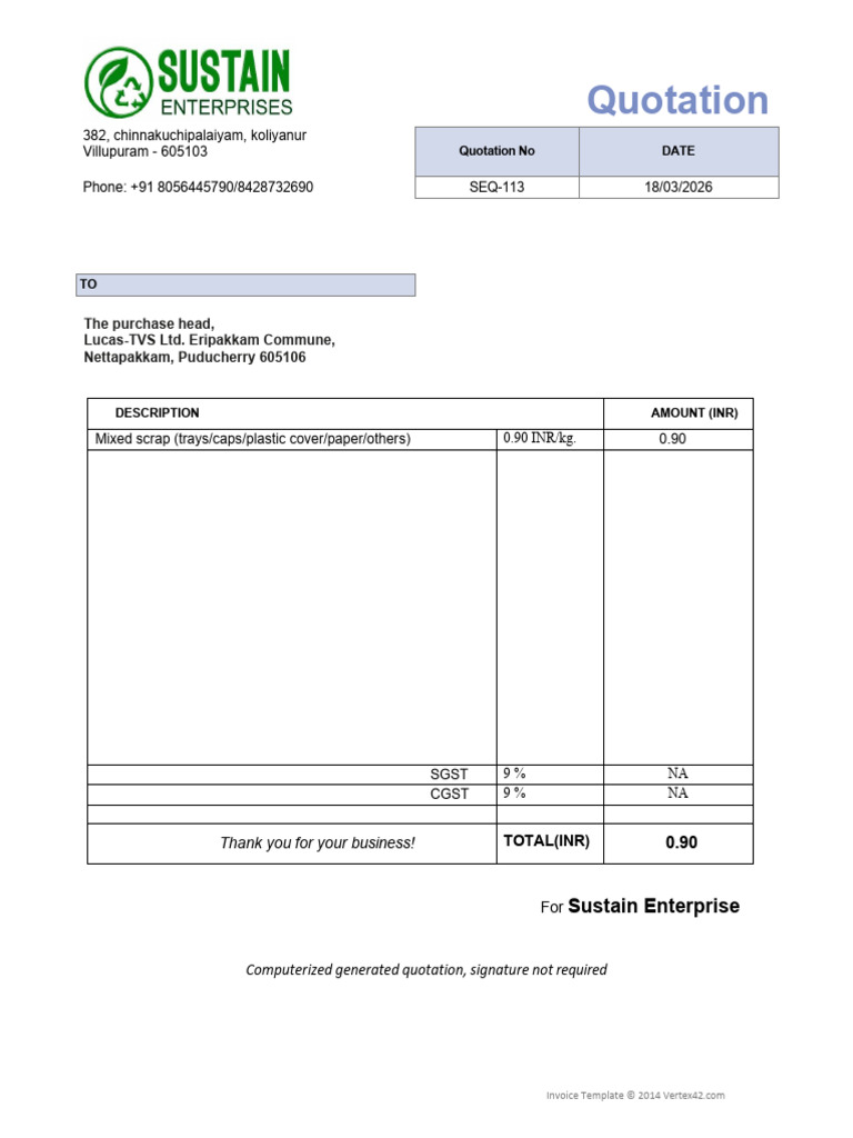 Quotation Mix Scrap - 18032026 | PDF