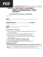Grade 10 April 2026 CSL | PDF | Curriculum | Community