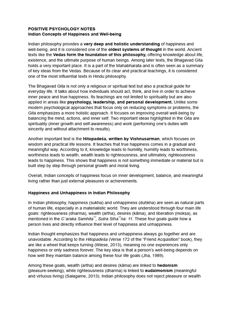 Positive Psychology Notes | PDF | Virtue | Ātman (Hinduism)