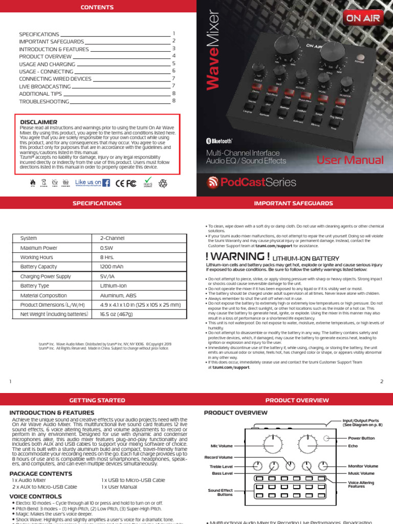 7254 Wave Mixer Multi-Channel Interface Manual | PDF | Headphones ...