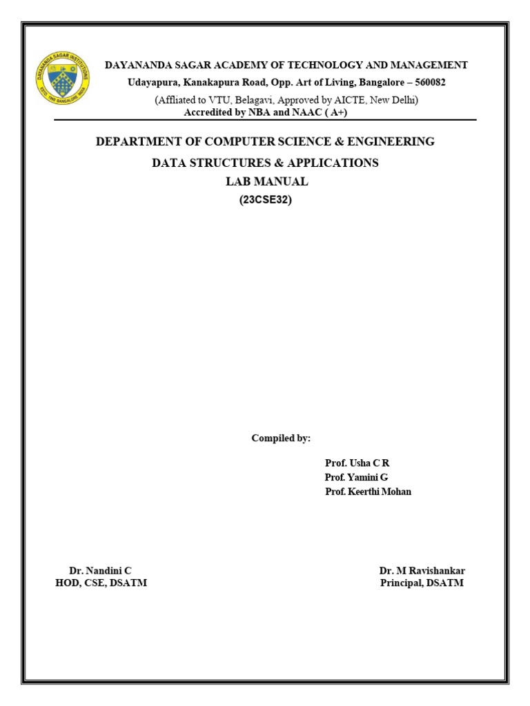 Ds Lab Manual-23cse32 | PDF | Engineering | Knowledge