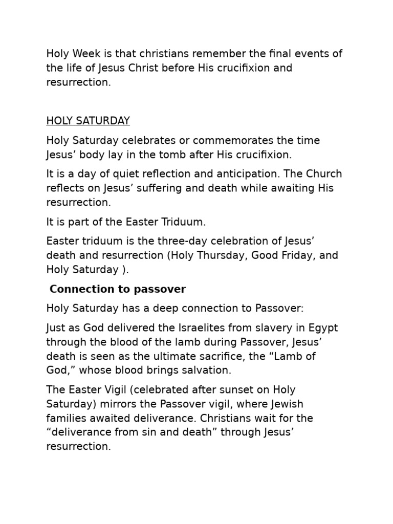 Holy Week Notes II | PDF | Easter | Resurrection Of Jesus