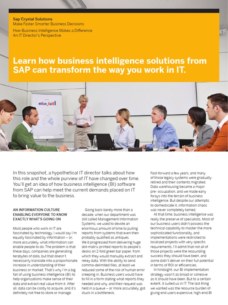 How Business Intelligence Makes A Difference An IT Directors ...