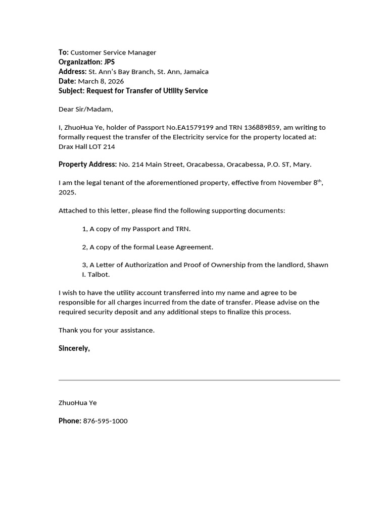 Tenant Request Letter | PDF