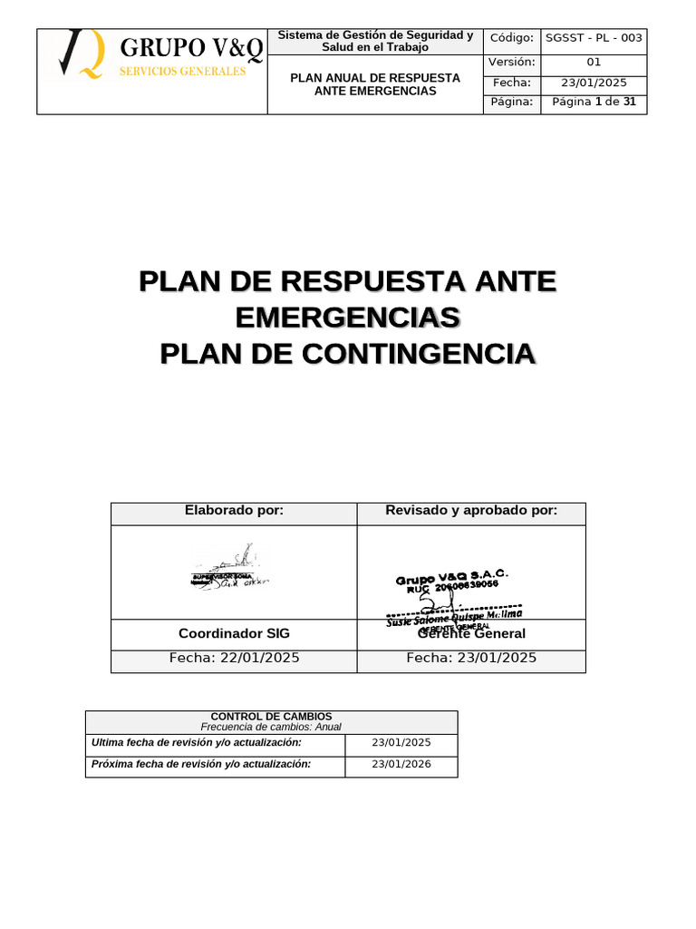 Plan de Respuesta Ante Emergecias - Plan de Contingencia | PDF ...