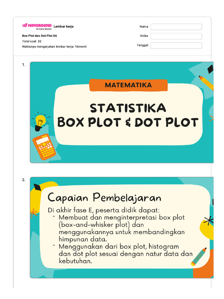 Box Plot Dan Dot Plot X6 - Wayground | PDF