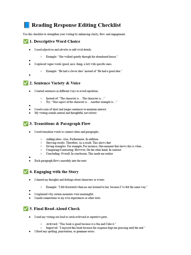 Editing Checklist | PDF