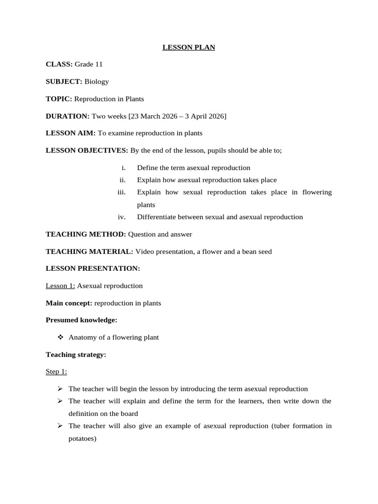 Lesson Plan Bio g11-3 | PDF
