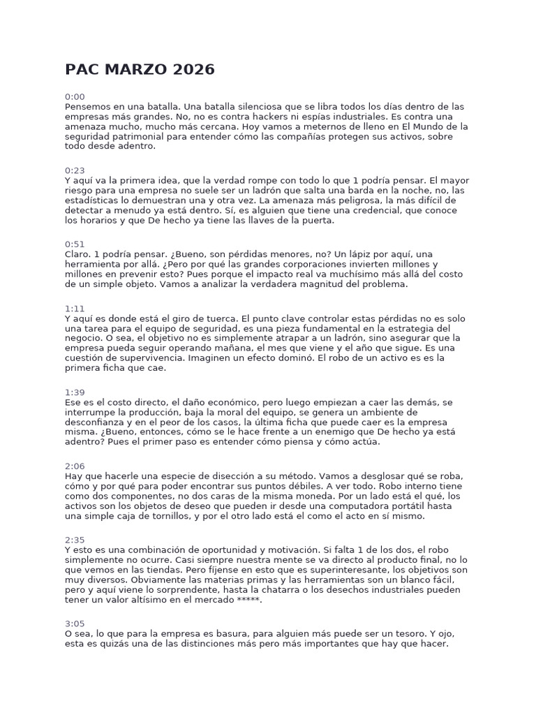 Pac Marzo 2026 Es Es | PDF | Residuos