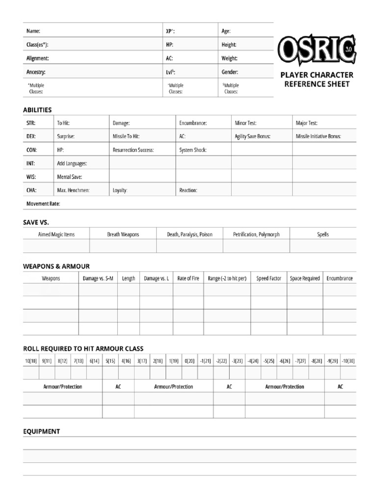 Character Sheet (Form Fillable) | PDF
