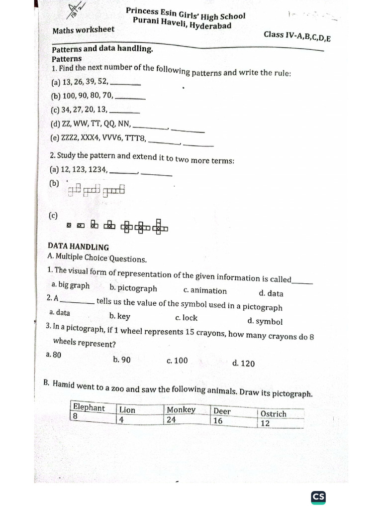 Maths Worksheet 1 | PDF