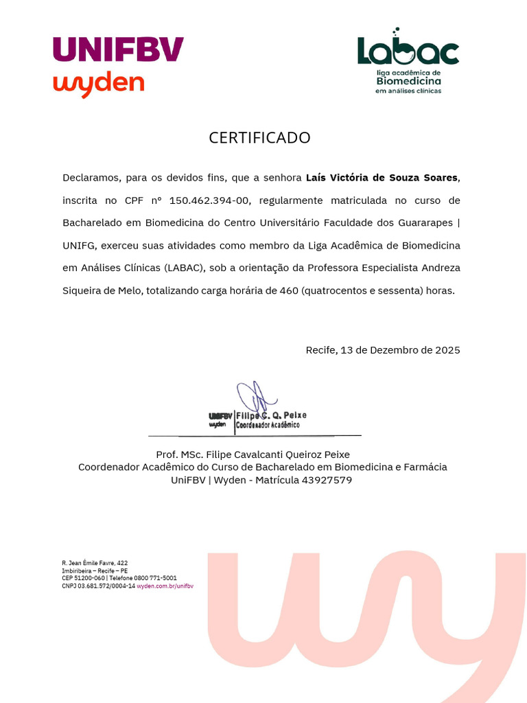 Certificado de Saída Da LABAC PDF | PDF