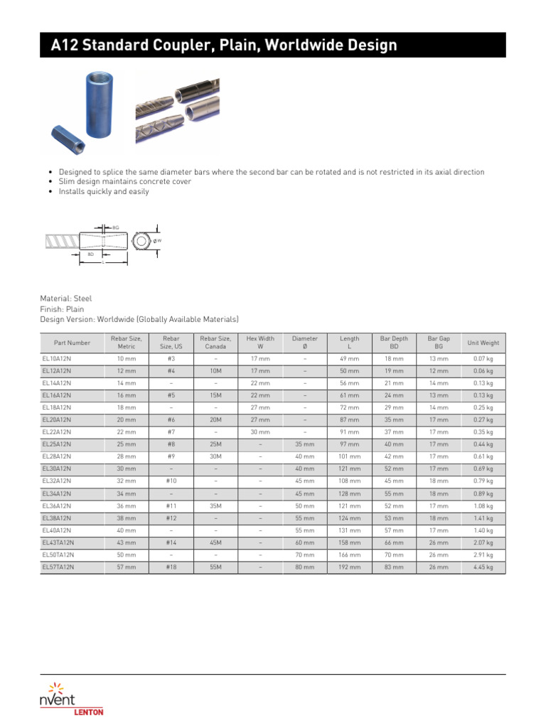 Lenton A12n Data Sheet r1327 | PDF | Composite Material | Civil Engineering