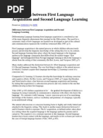 Differences Between First Language Acquisition and Second Language Learning