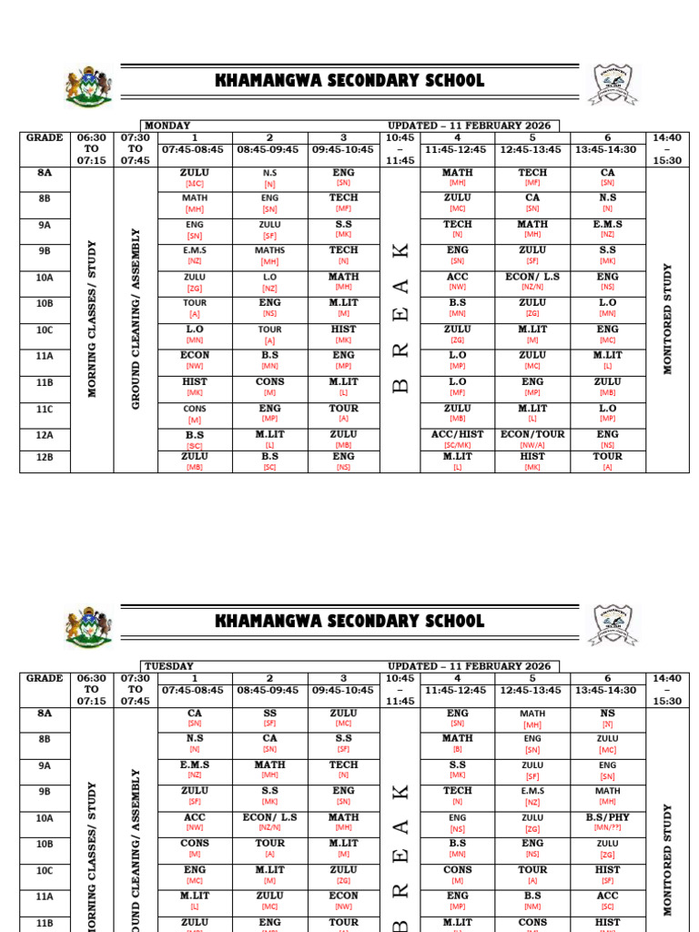 Final Composite Timetable 3 | PDF