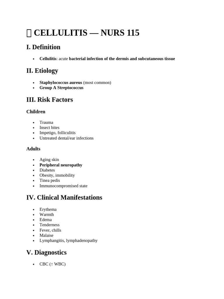 Cellulitis Outline | PDF