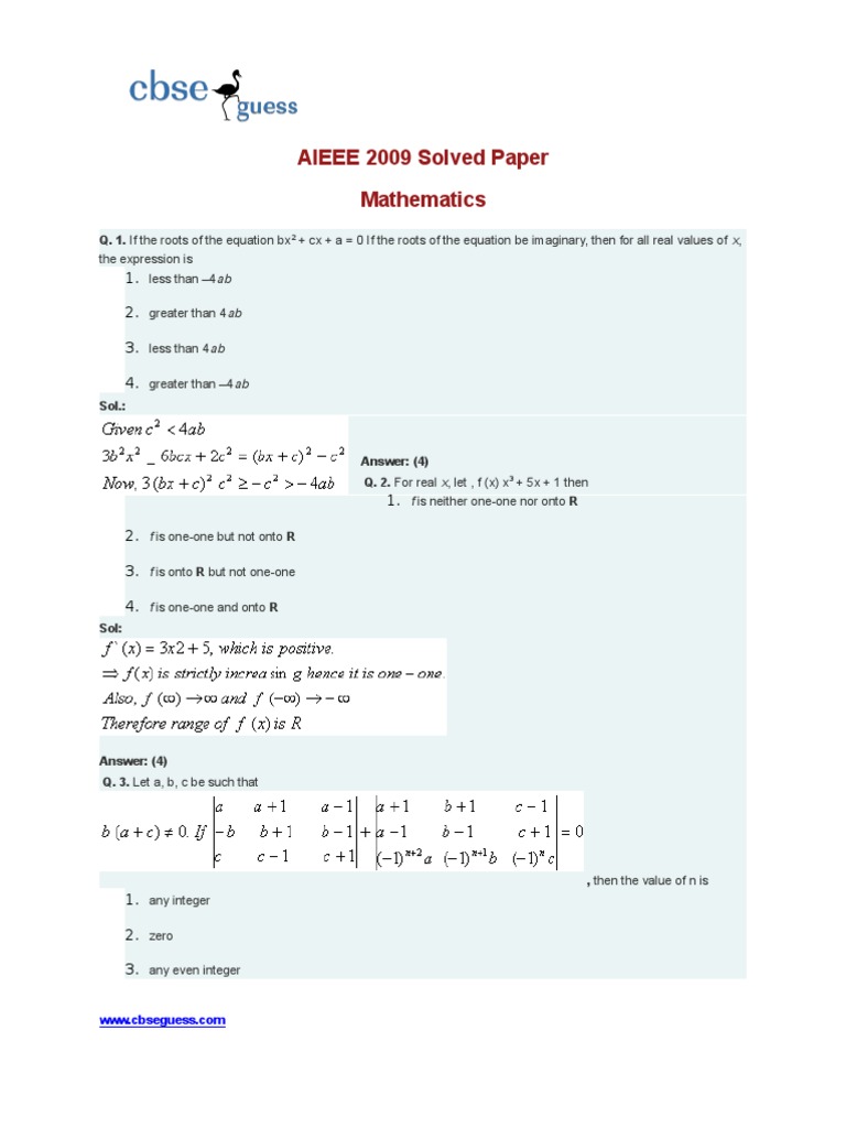 AIEEE 2009 Solved Paper | PDF