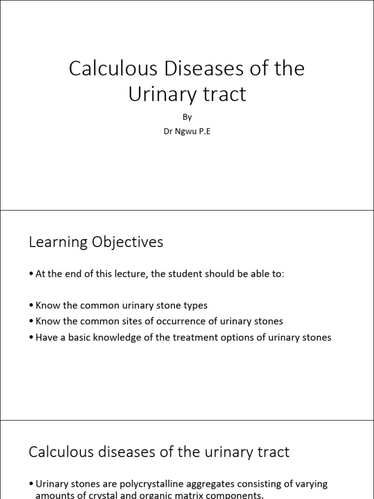 Calculous Diseases of The Urinary Tract GUU | PDF