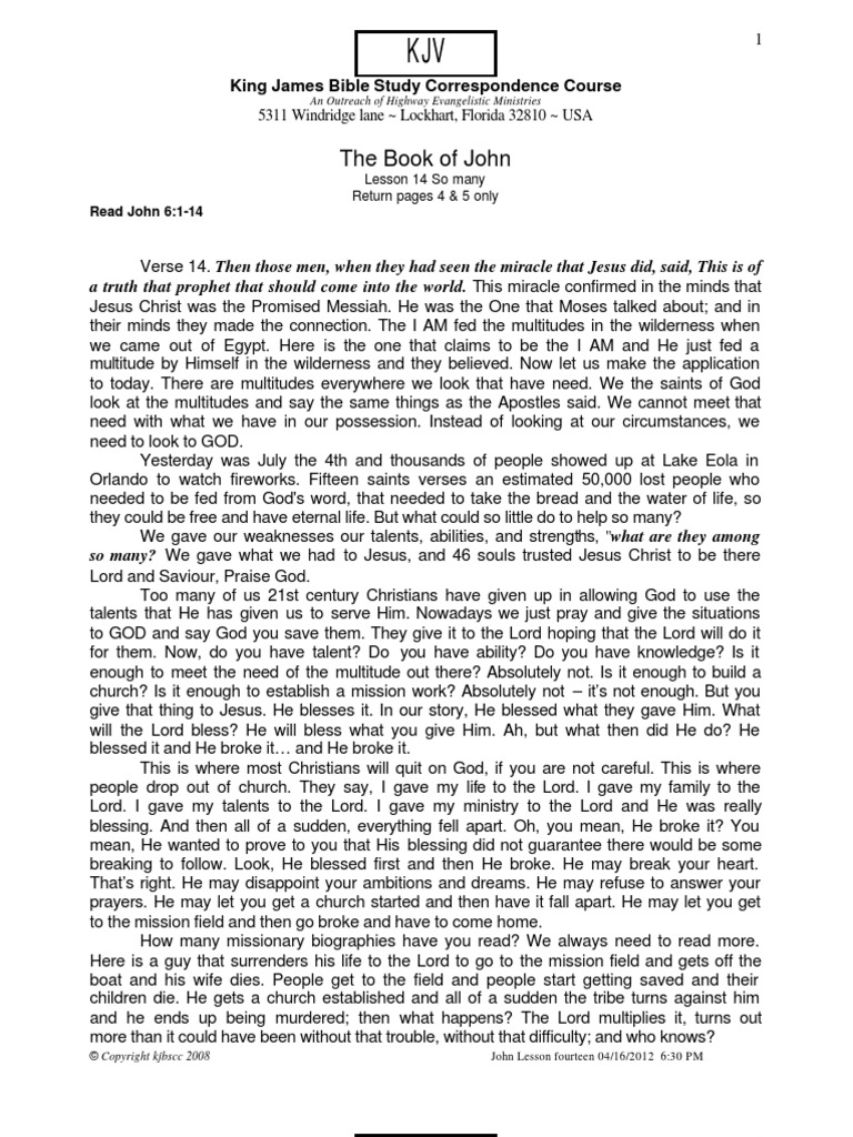 The Book of John: King James Bible Study Correspondence Course PDF