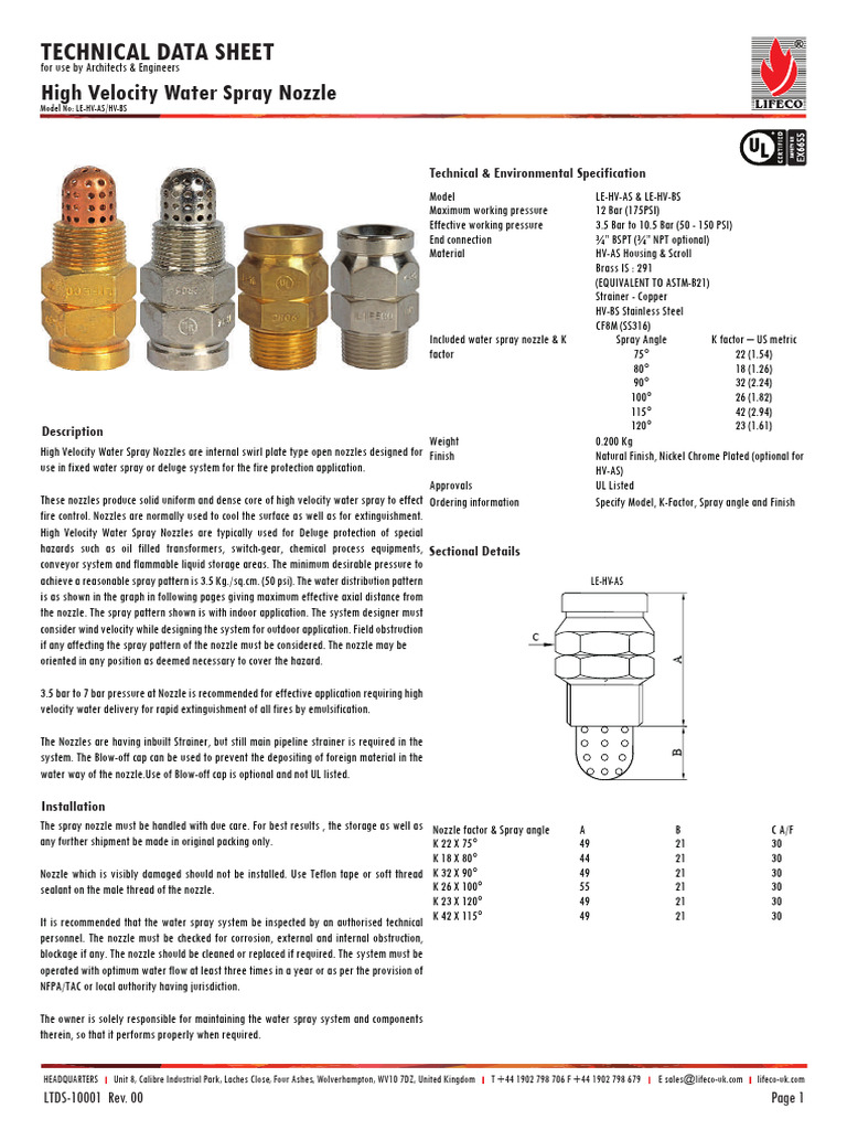 Velocity Water Spray Nozzle | PDF