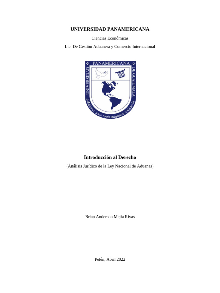 Mejia Rivas Brian Anderson Ley Nacional de Aduanas | PDF