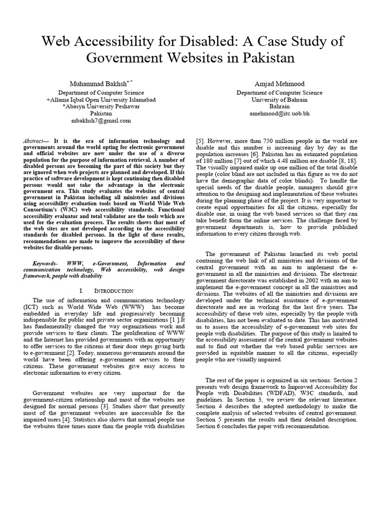 2012 - Web Accessibility for Disabled a Case St | PDF | World Wide Web ...