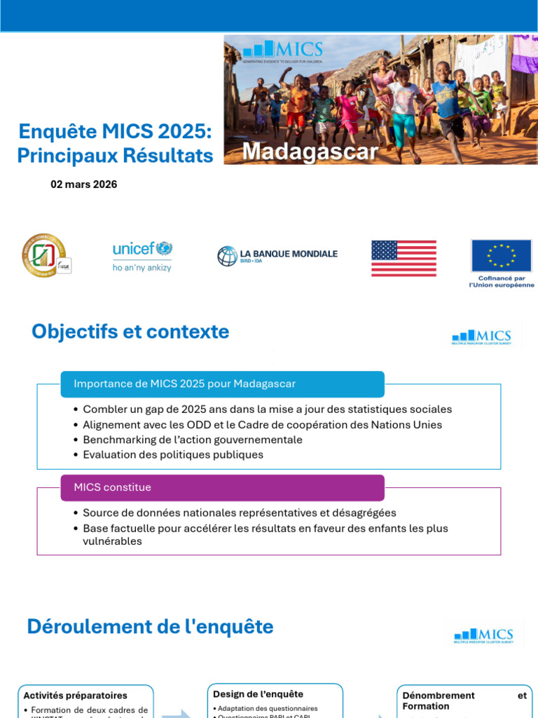 Resultats Du MICS 7 PPT MICS Launch 01 03 2026 | PDF | Vaccination ...