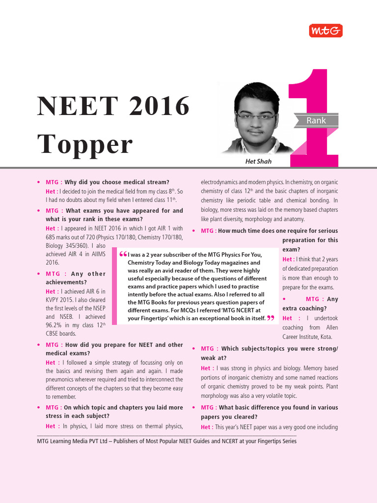 Success Story Rank 1 in Neet | PDF
