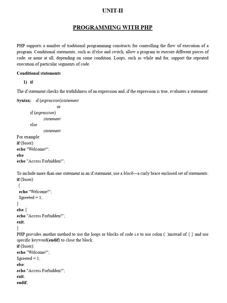 Unit-II | PDF | Control Flow | Computer Programming